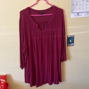 Maroon 3/4 sleeve swing top